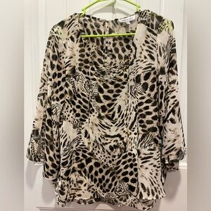 Jennifer Lopez Leopard Print Top - Black and Cream